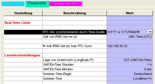 Parameterbeispiel DCF-77 oder SYSTEMUHR